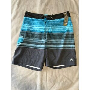 Ocean Current Mens Boardshorts Size 34 Blue Striped Comfort Stretch Swim Trunks